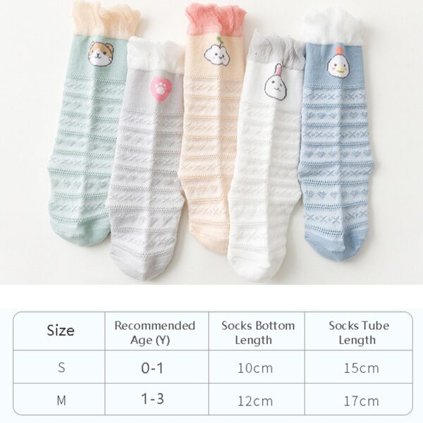 5 Pairs Kinder Socken Mittelrohr Mesh Baumwolle Cartoon Baby Über Knie Anti-Moskito Socken Größe: - Image 8